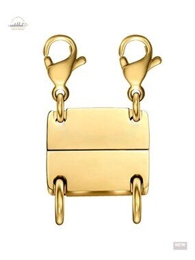 Layering Magnetic Necklace Clasp, 18K Gold Plated Silver Separator for